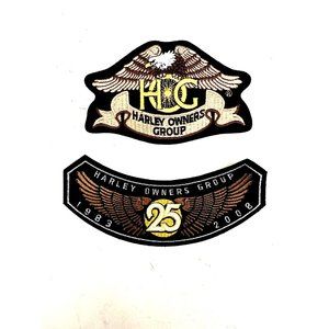 NOS Harley Davidson Gold HOG Owners Patch And 2008 25 Anniversary patch